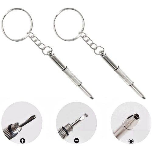 

3-in-1 Precision Screwdriver for Eyeglasses and Sunglasses, Eyeglass Repair Tool, Key Ring, Keychain, Cell Phone Screwdriver, Alloy Mini Screwdriver,