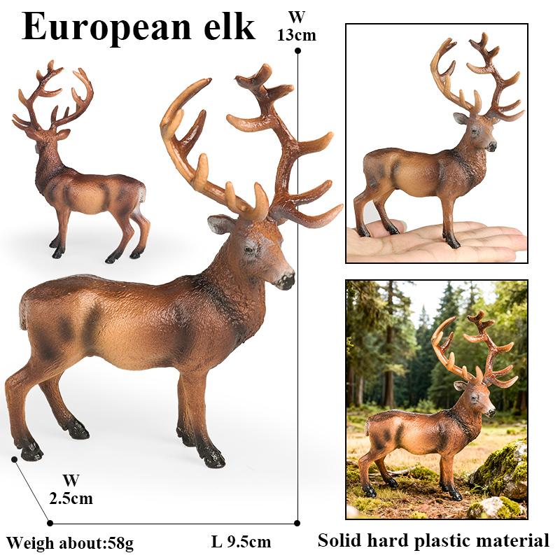 Oenux Forest Deer Animals Simulation Wild White-Tailed Elk Action Figures Moose Figurines Model Decoration Toy Kids Xmas Gift
