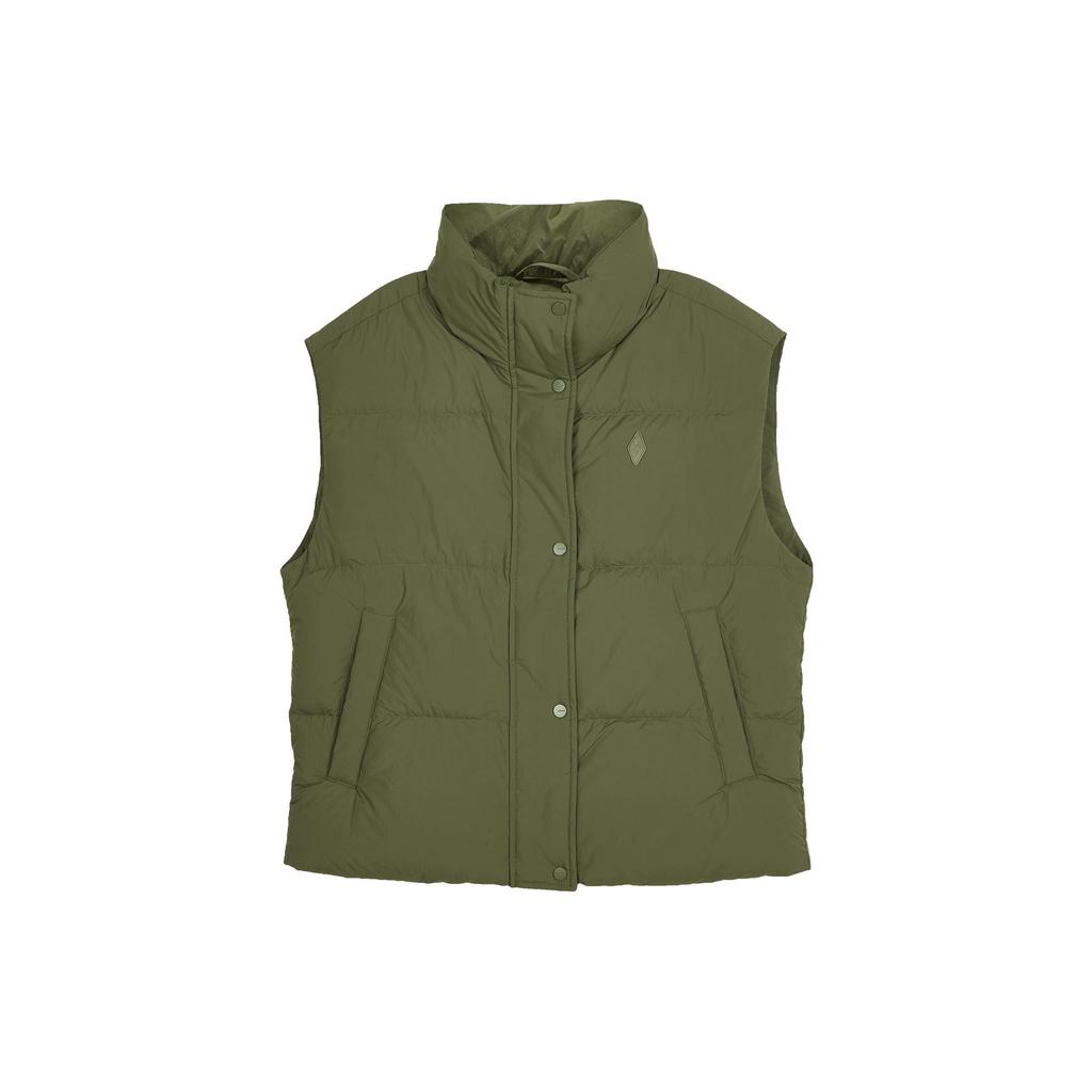 Skechers Casual Solid Color Stand Collar Woven Down Vest Women vest Olive L323W052-0067
