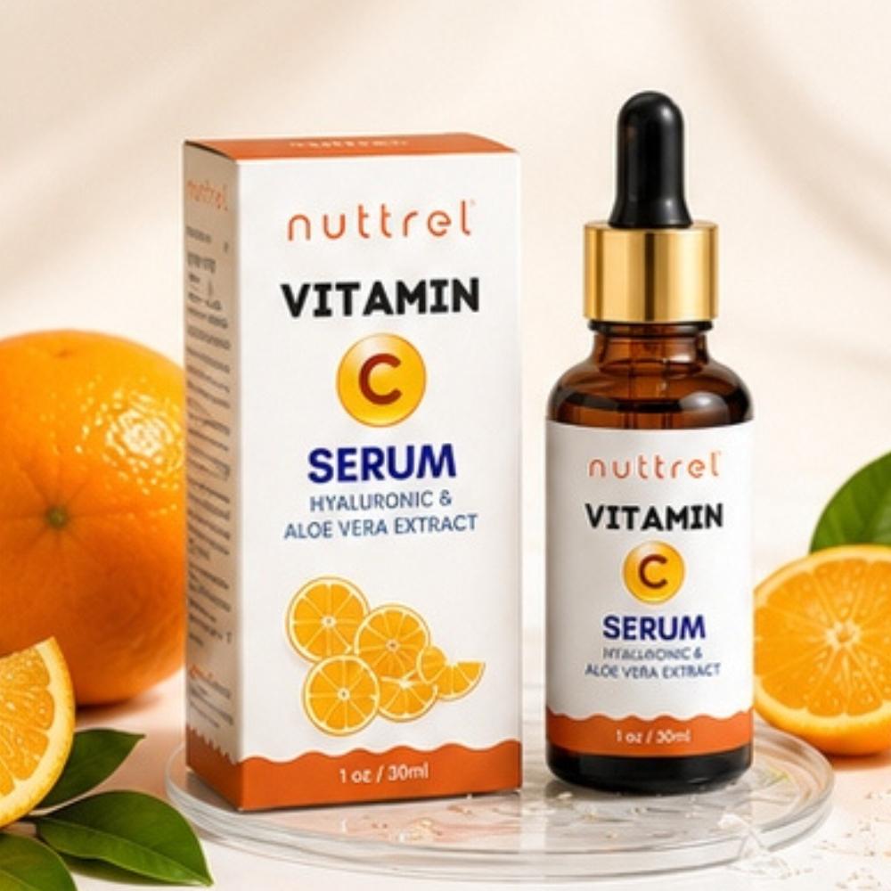 Nuttrel Vitamin C Hautpflege Serum Essence | Feuchtigkeitsspendendes Gesichtsserum mit Hyaluronsäure & Aloe Vera | 30ml