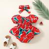 Ensemble Robe Bandeau Off-Shoulder Pastèque pour Bébé Fille, Taille Nouveau-né