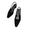Fairy wind bag head sandals female medium thick heel with skirt simple strap empty pointed single shoes new spring and summer