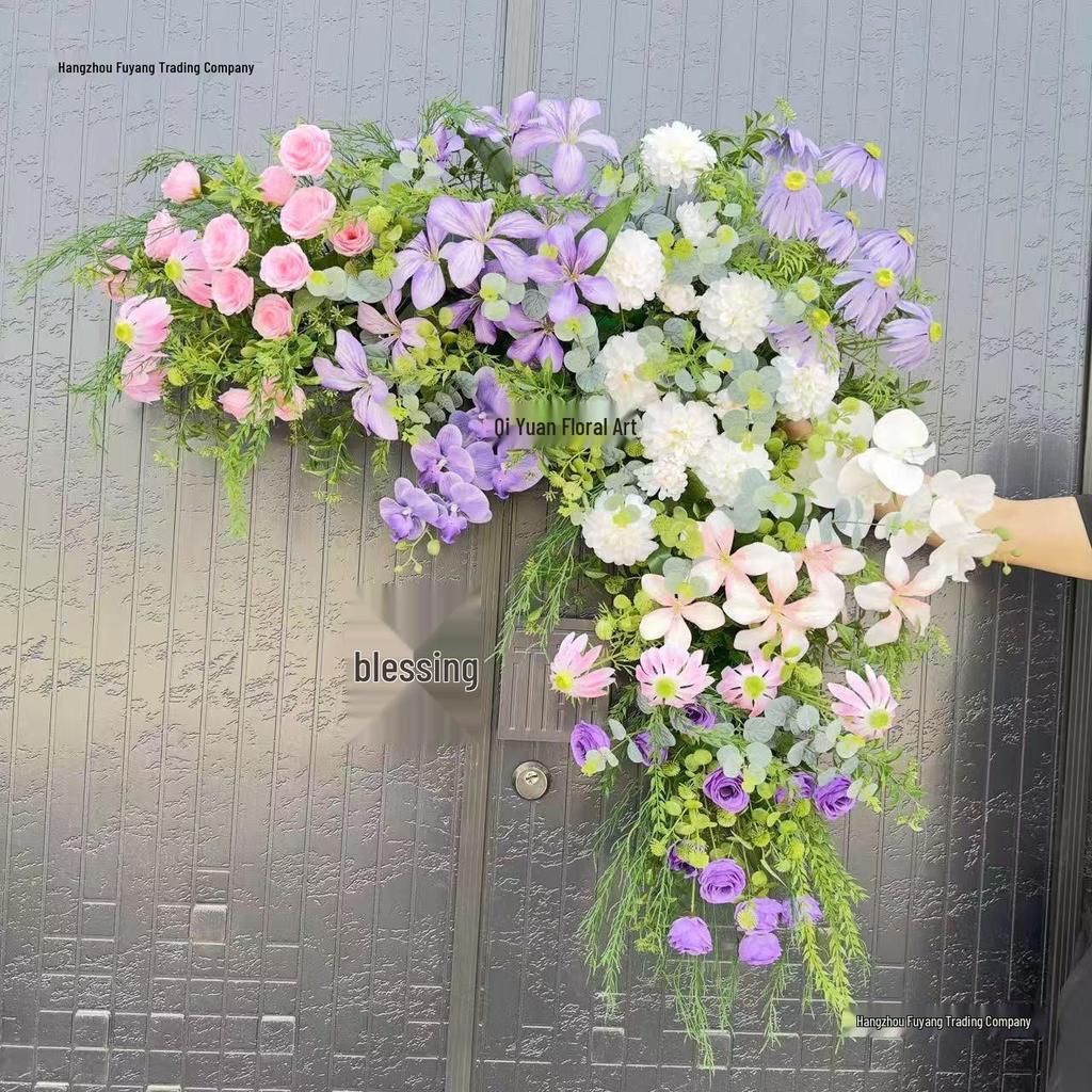 Triangular Silk Flower Wedding Arch Arrangement for Reception Background