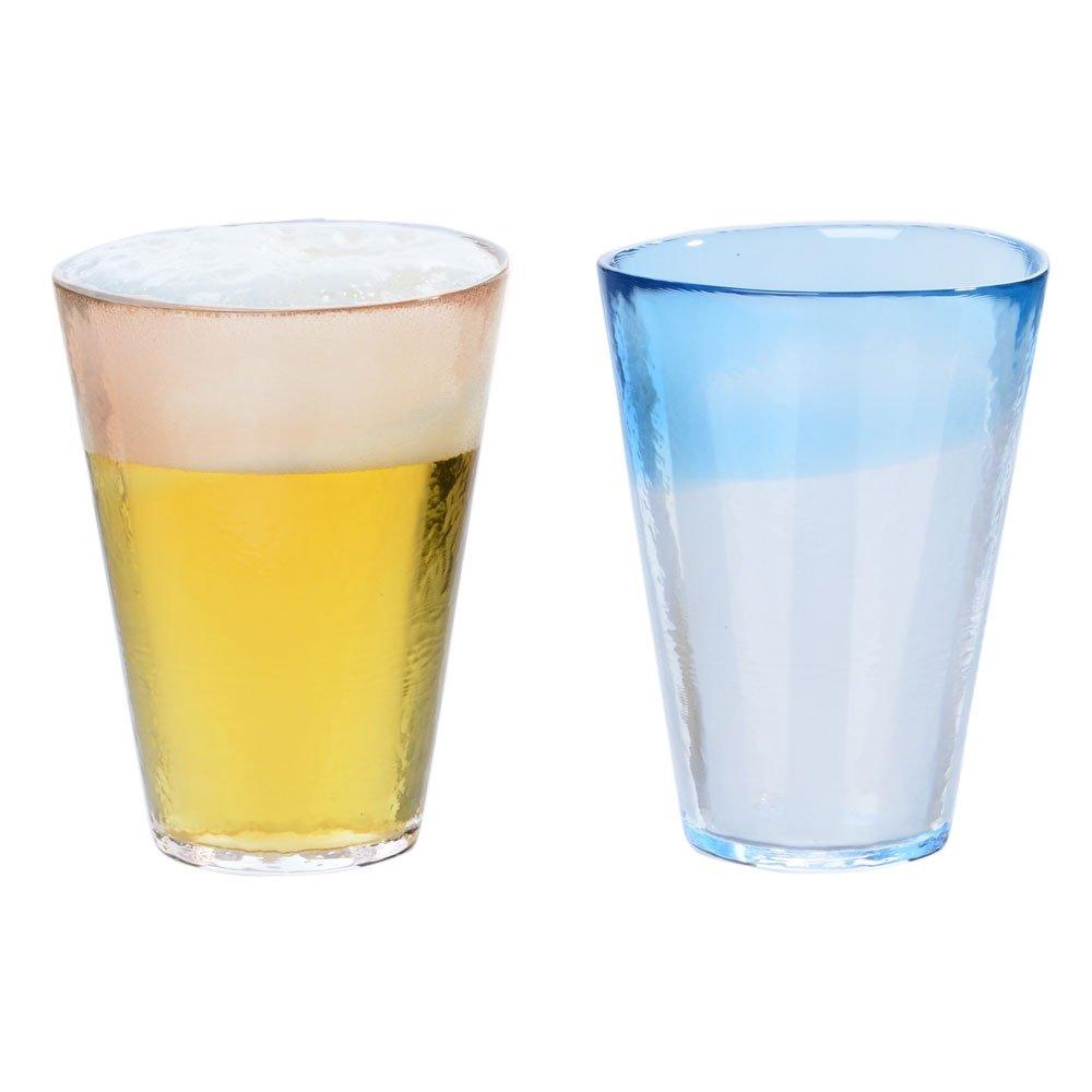 Toyo Sasaki Glas Bierglas Paar Schaumglas Hergestellt in Japan 300ml Blau Rosa 2er-Set & G631-T64