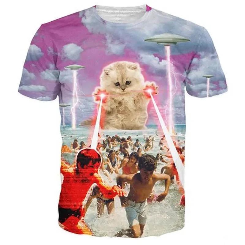 Animals Funny 3d Print Unisex Woman Cats T-shirts O-neck Short Sleeve Tees Fashion Casual Streetwear Harajuku T Shirt Kids Clothing