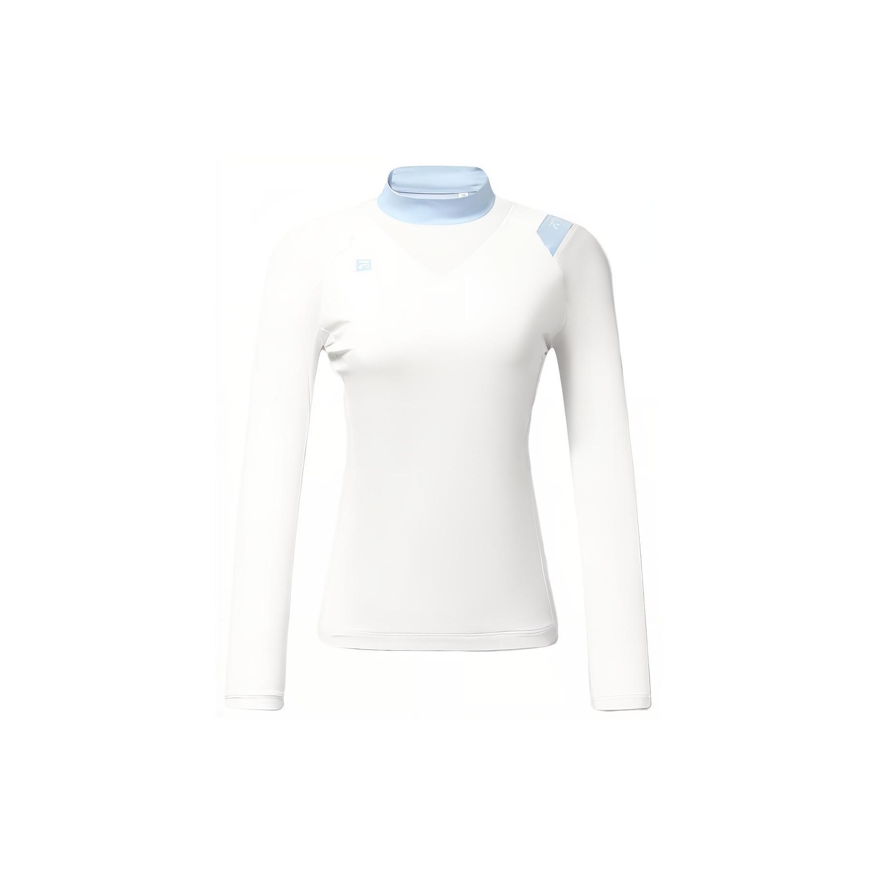 

Футболка FILA Half High Neck Solid Color Golf 4 In 1 с высоким воротником и защитой от холода и солнца, с длинным рукавом, реглан, женские топы, белые A11W325202F-WT L