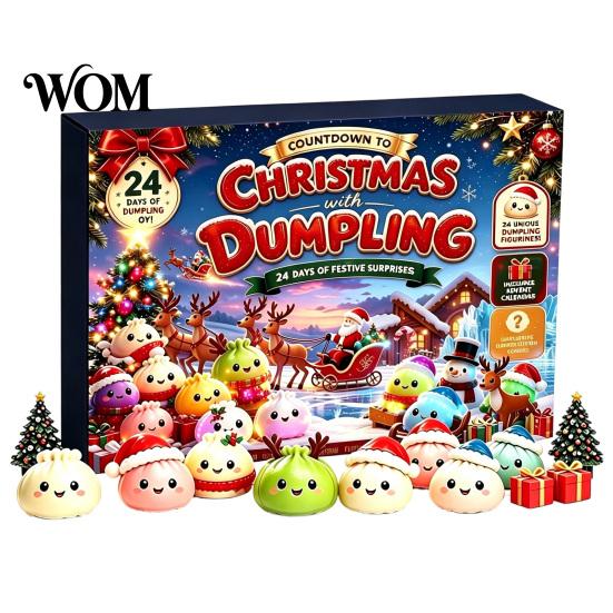 Holiday Countdown Calendar 2026 Christmas Squeeze Toy Advent Calendar, 24-Day Dumpling Bun Fidget Cute Toys Box, Soft TPR Stress Relief Sensory