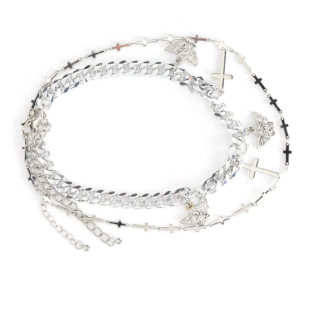2 Stück Kette Choker Halskette Hip Hop Kreuz Anhänger Halskette Schmuck Kleidung Accessoire