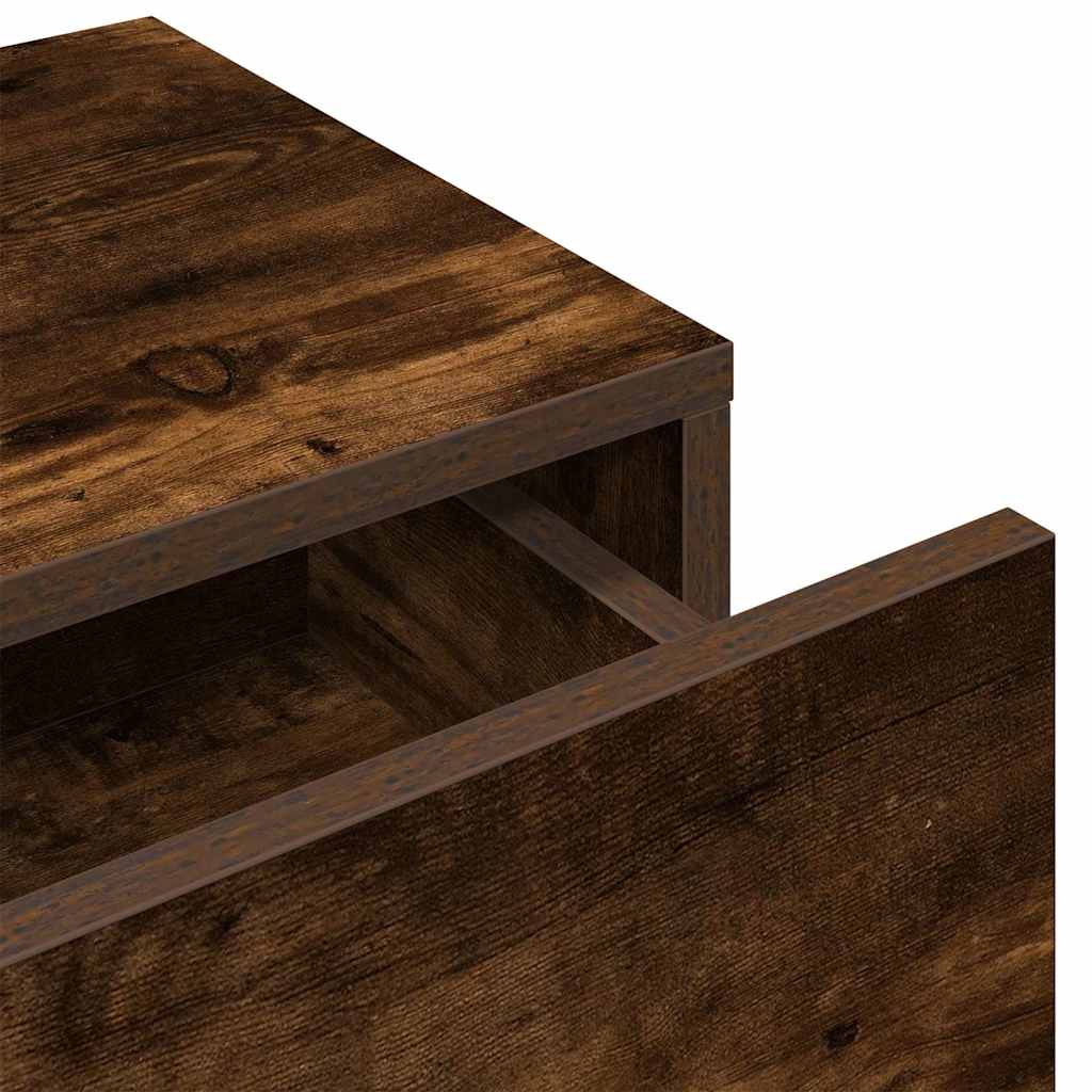 Wall Mounted Shelf with Drawers Smoked Oak Finish 80 x 33 x 17 cm Engineered Wood