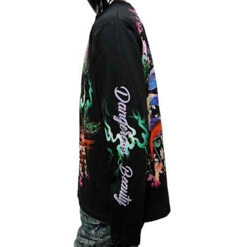 Battou Musume Men's Long Sleeve T-Shirt, 251852 (3L, Black)