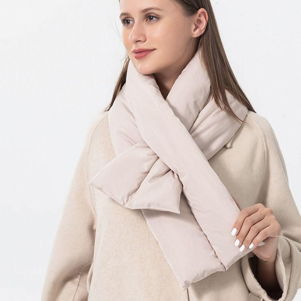 Windproof Winter Scarf Warm Down Cotton Scarf New Cross Ring Scarves  Outdoor Sports