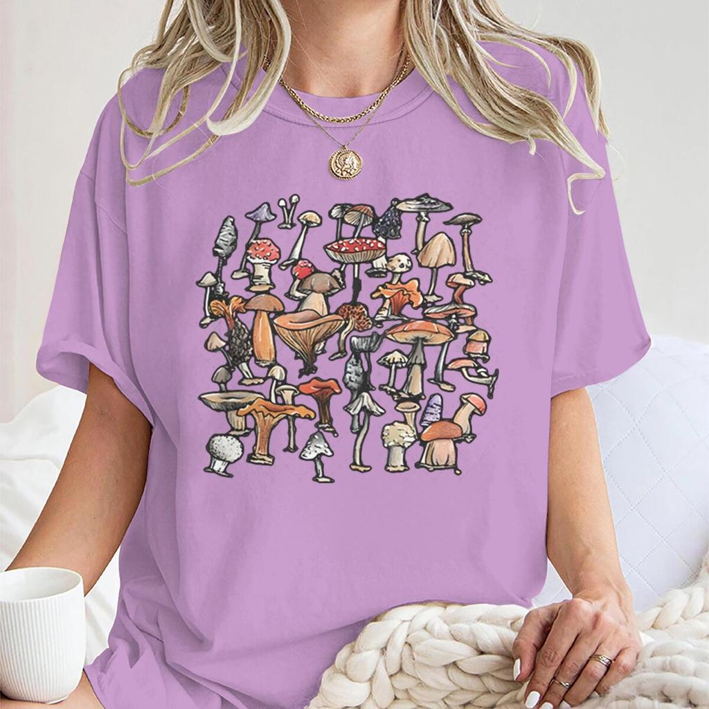 Vintage Wild Mushroom T Shirt Meme Gift Shirt Funny Tee Unisex Women Vintage Style Aesthetic Unisex Crew Neck Short Sleeve Tee