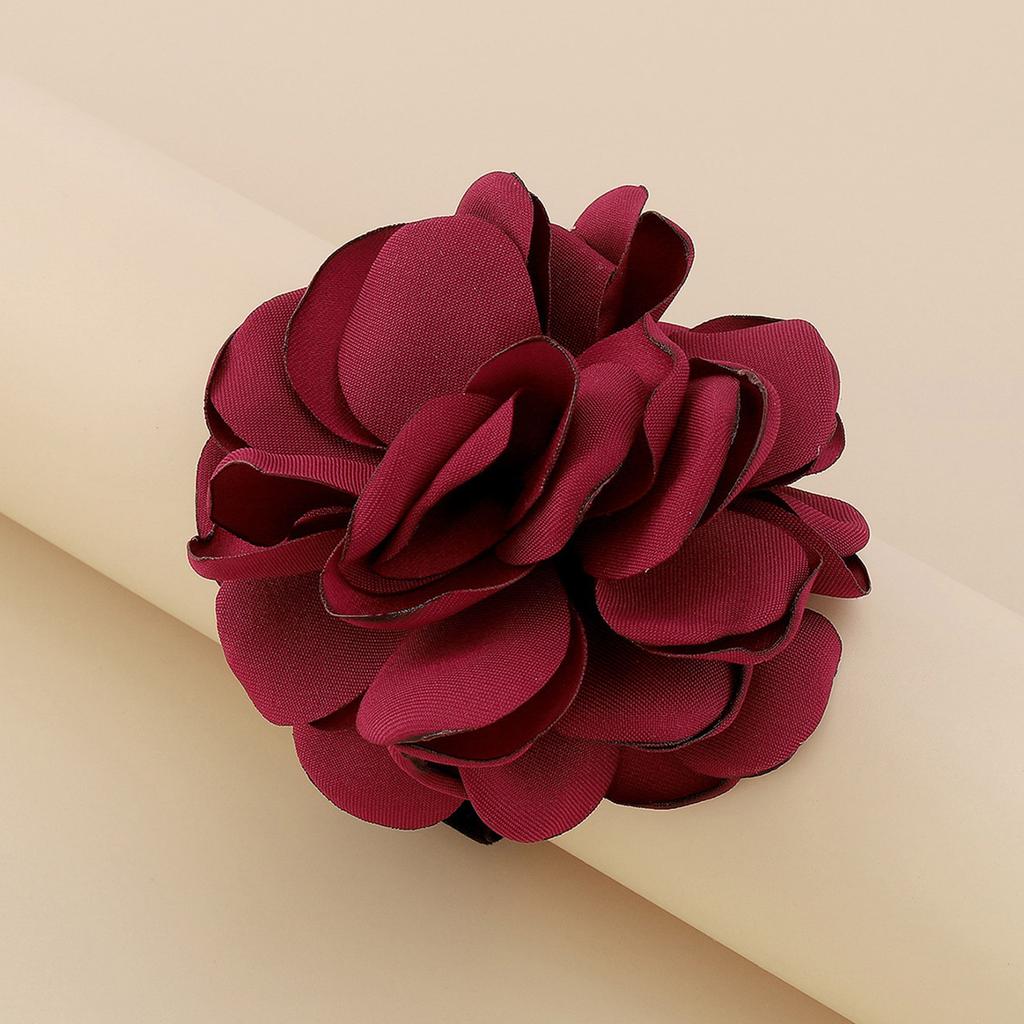 Elegant Collar Exaggerated Flower Bracelet Necklace Flocking Cloth Rose Florals Clavicle Chain Jewelry Accesssories