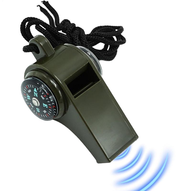Survival Whistle with compass Thermometer for camping High Decibel Safety Whistle Referee Cheerleading Whistle for camping