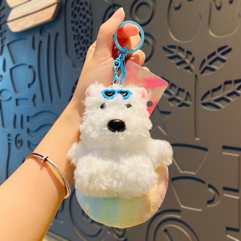 Adorable Plush Westie Dog Keychain Creative Cartoon Bag Charm Perfect Gift