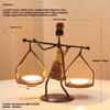 Iron African Tribal Lady Figurine Tealight Candle Holders Decorative Art Piece Ornament For Home Office Tabletop Display