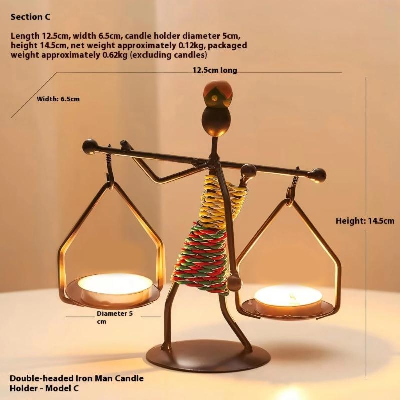 Iron African Tribal Lady Figurine Tealight Candle Holders Decorative Art Piece Ornament For Home Office Tabletop Display