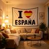 Ich liebe Spanien Wandteppich Spanische Flagge Herz-Druck Wandbehang für Schlafzimmer Wohnzimmer Patriotische Dekoration