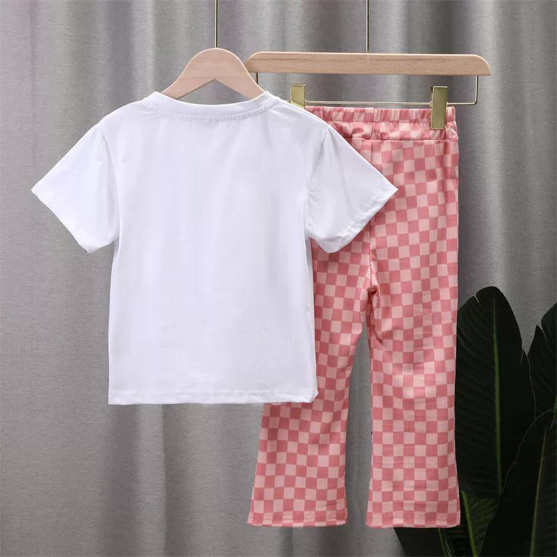Girls Clothing Sets Summer Kids Fashion T-Shirts Suits Print Short Sleeve Tops+Pants 2Pcs Children Sweet Outfits 2-10 Years