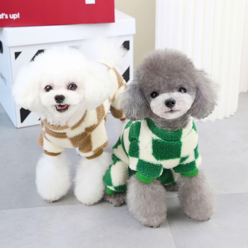 Winter Warm Coral Fleece Dog Jumpsuit Check Pet Clothes Puppy Coat for Small Medium Dog Jacket Chihuahua French Bulldog Costumes