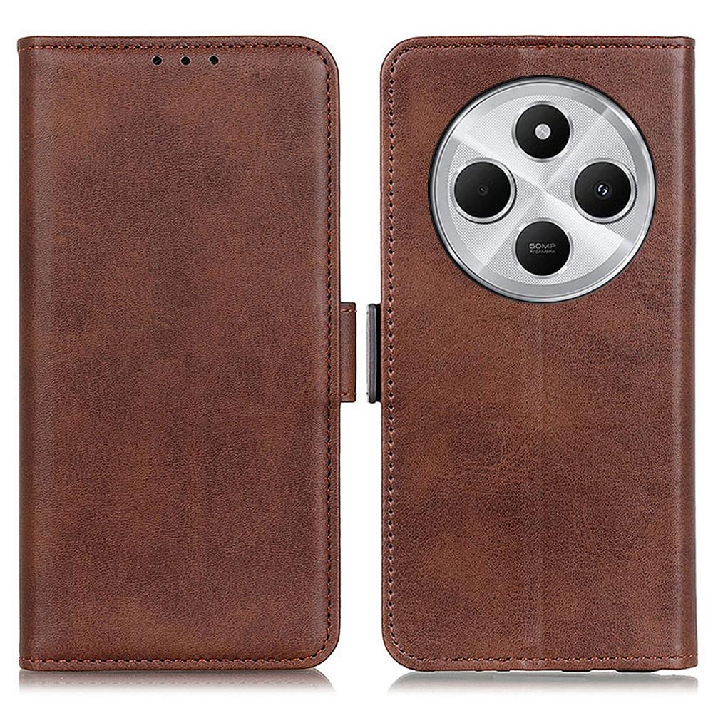 For Xiaomi Poco C75 4G/Redmi 14R 5G/14C 4G Case Stand Cowhide Texture PU Leather Phone Cover