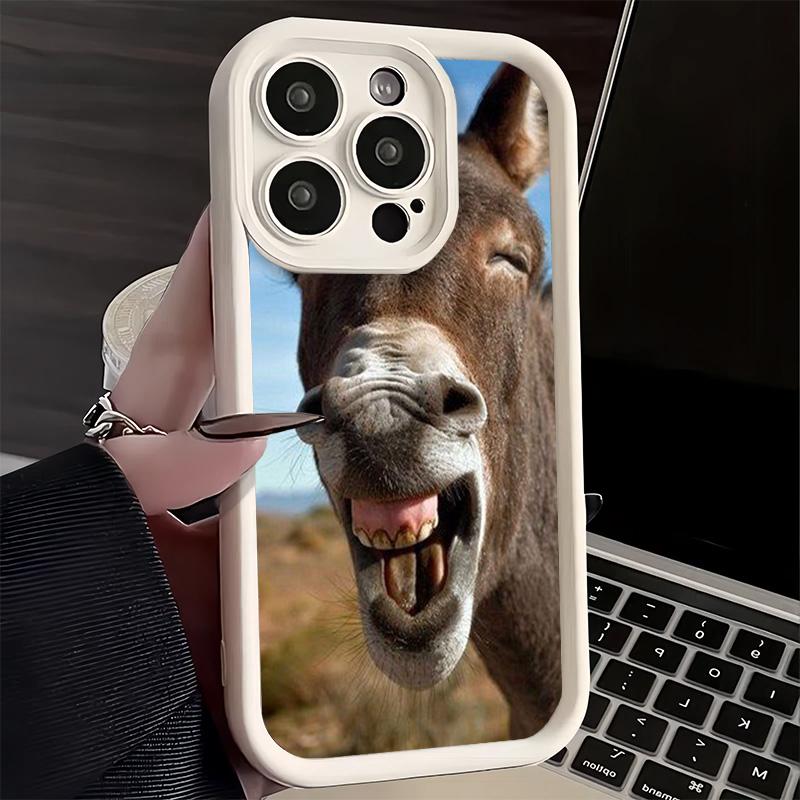 Phone Case for iPhone 17 Air 16E 15 16 Pro Max Funny Donkey Animal Cover 14 Plus 13 12 Mini Soft Shell Silicone Fundas