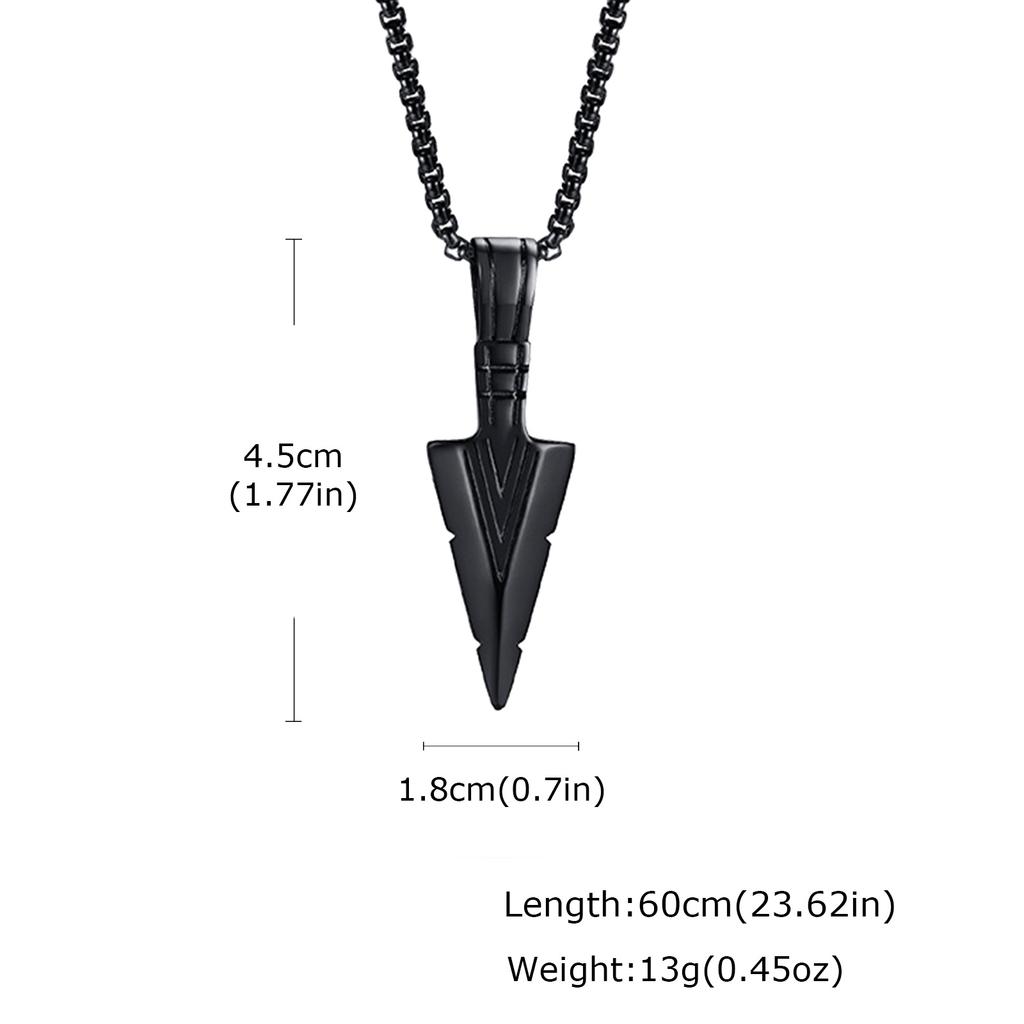 Vintage Viking Spearhead Necklace Stainless Steel Triangular Arrow Pendant Talisman Jewelry Gift for Men
