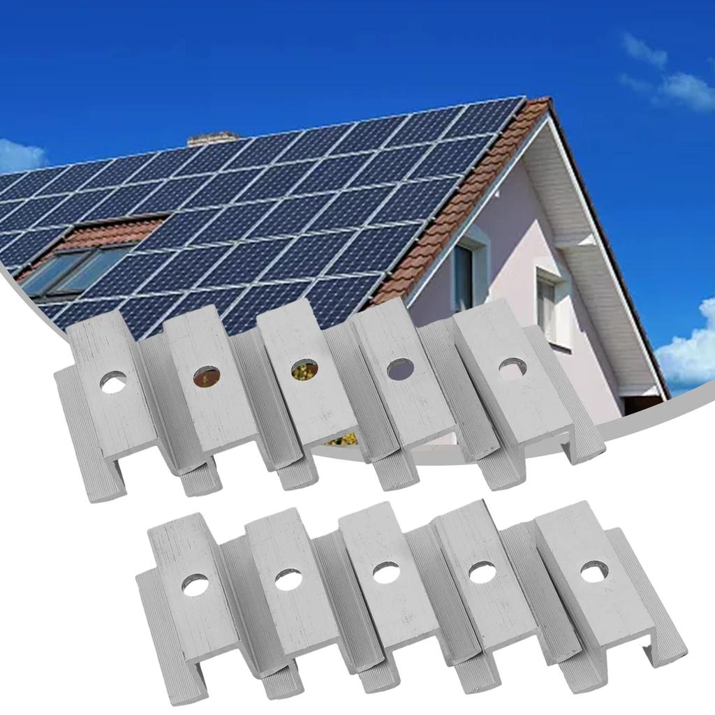 4/10 Piezas Abrazadera Media Solar Soporte Módulo FV Altura 25-50MM Abrazadera de Aleación de Aluminio Soporte de Fijación para Instalación Accesorios Solares