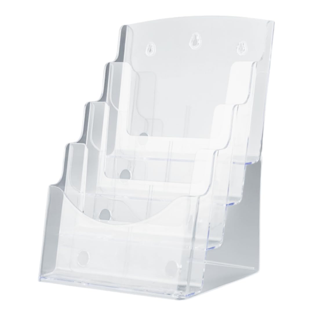 store88 Стойка для журналов, Стенд для брошюр, Настольная, Стенд для листовок/каталогов, Настенная книжная полка, Прозрачный (A5, 4 яруса)