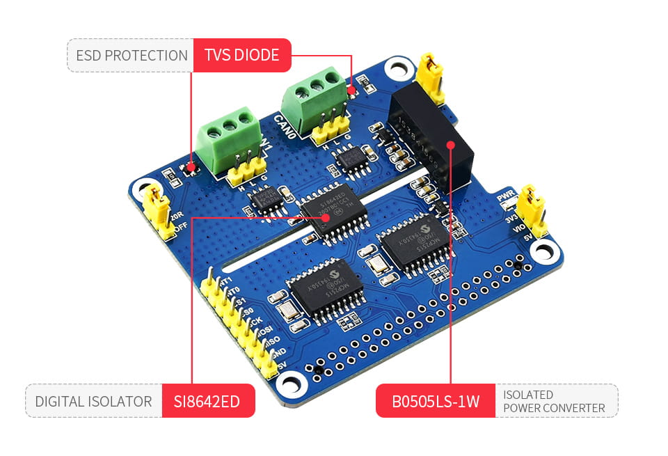 2-Channel Isolated CAN Bus Extension for Raspberry Pi
