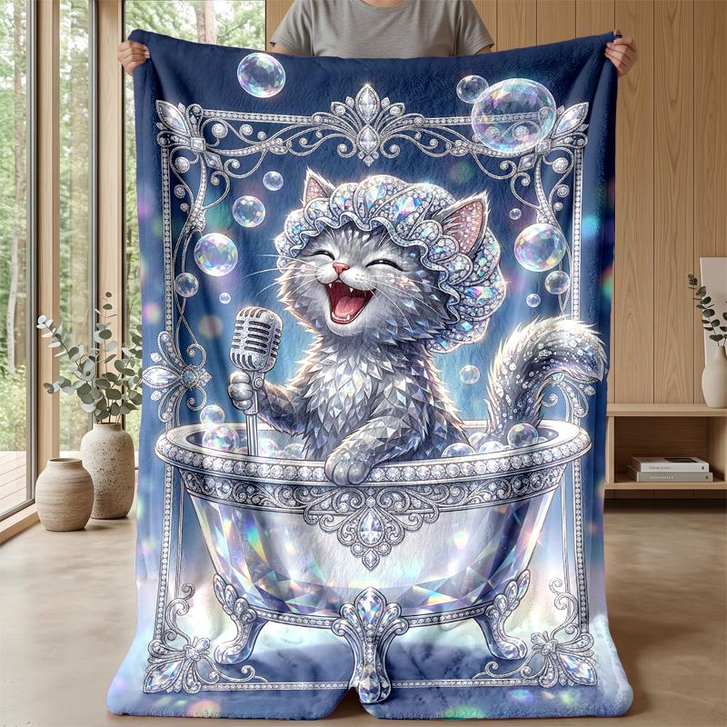 Fantasy Kitten Dreamscape Theme blanket Lightweight Warm Flannel Blanket Decorative Throw Blanket for Home Decoration