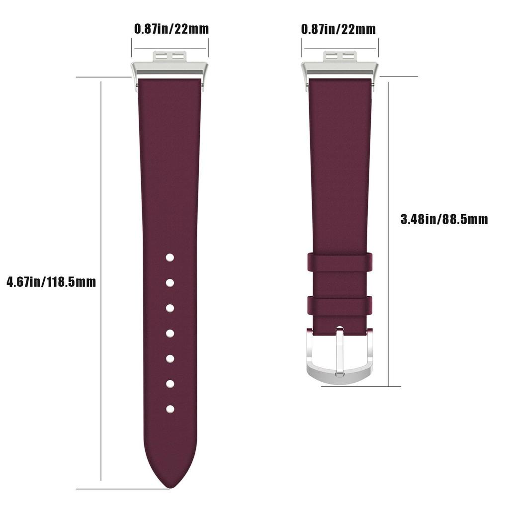 Smart Watch Leather Replacement Strap Wine Red Smart Watch Wristband Strap for FIT Watch