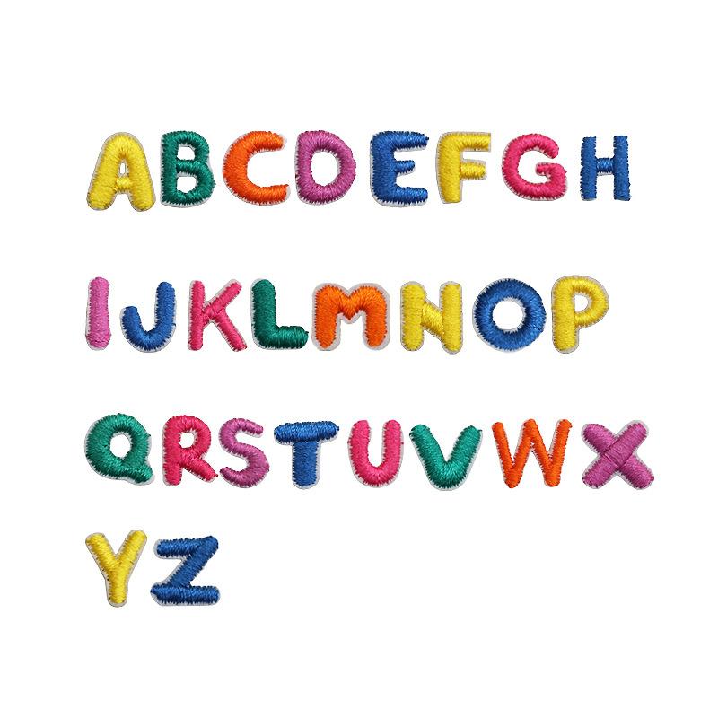 Mini Pegatina de Tela Bordada con Alfabeto Inglés Tamaño Pequeño DIY para Bolso Cambiante Parche Decorativo Pegatina Etiqueta Bordada por Computadora Número