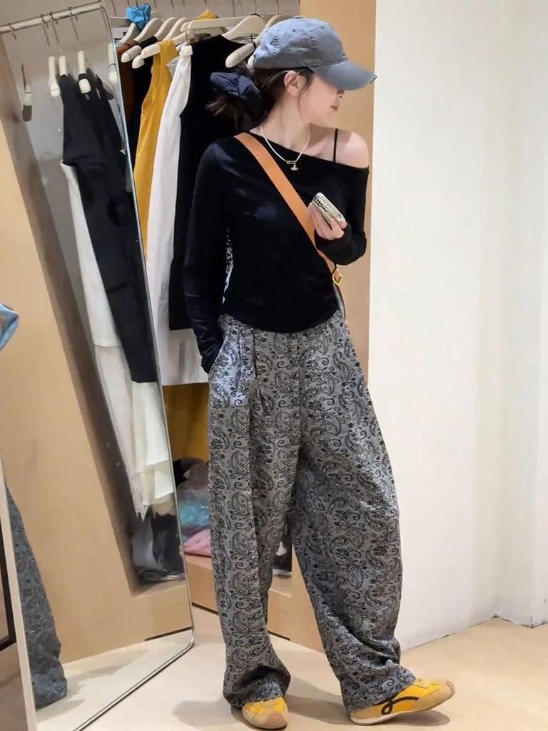 Women's Retro Paisley High-Waist Wide-Leg Pants - 2025 Summer Style