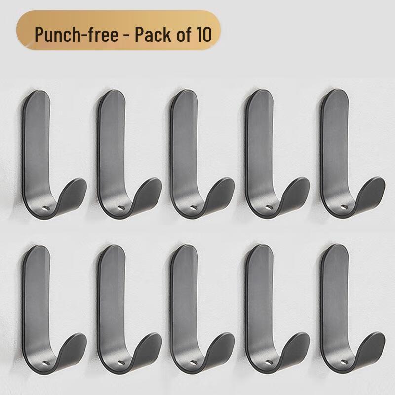 JINGRUIXIANG 10-Pack Punch-Free Gunmetal Grey Stainless Steel Hooks