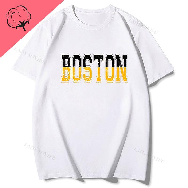 Camiseta Hombre Vintage Style Casual Loose Short Sleeve Boston Basketball Tshirt Cotton Graphic T Shirts Streeweat Clothes
