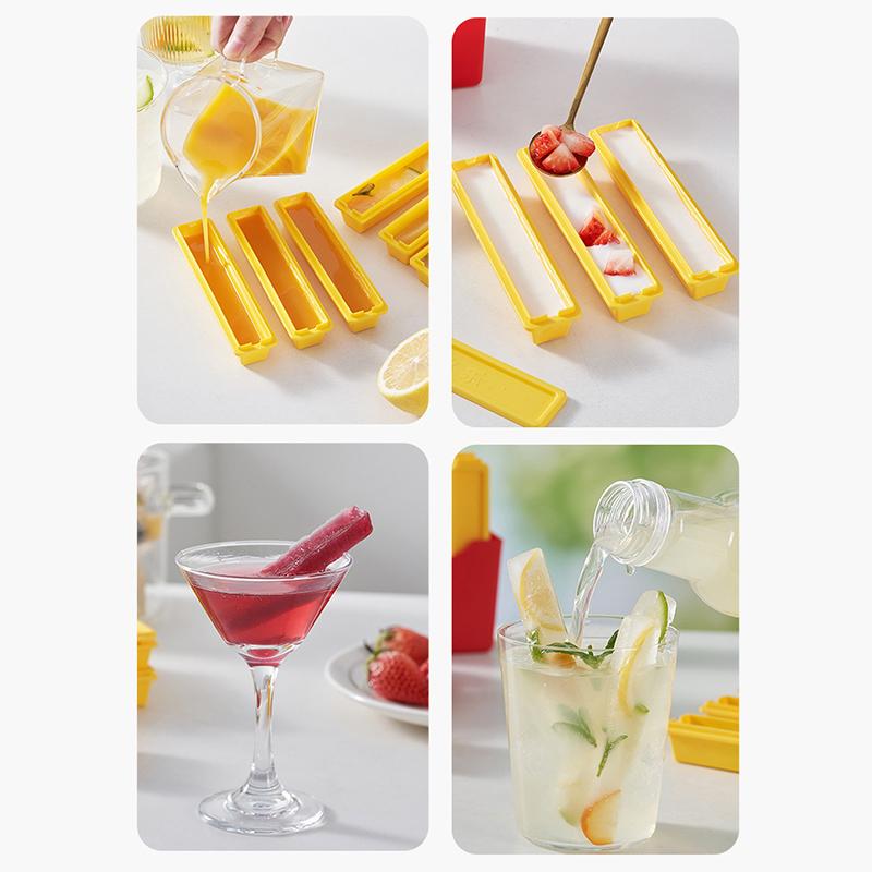 Ice Cube Tray Long Ice Stick Tray Plastic With Lid Rectangular Narrow Stick Easy Release Ice Mold For Juice Cocktail Bar Tools