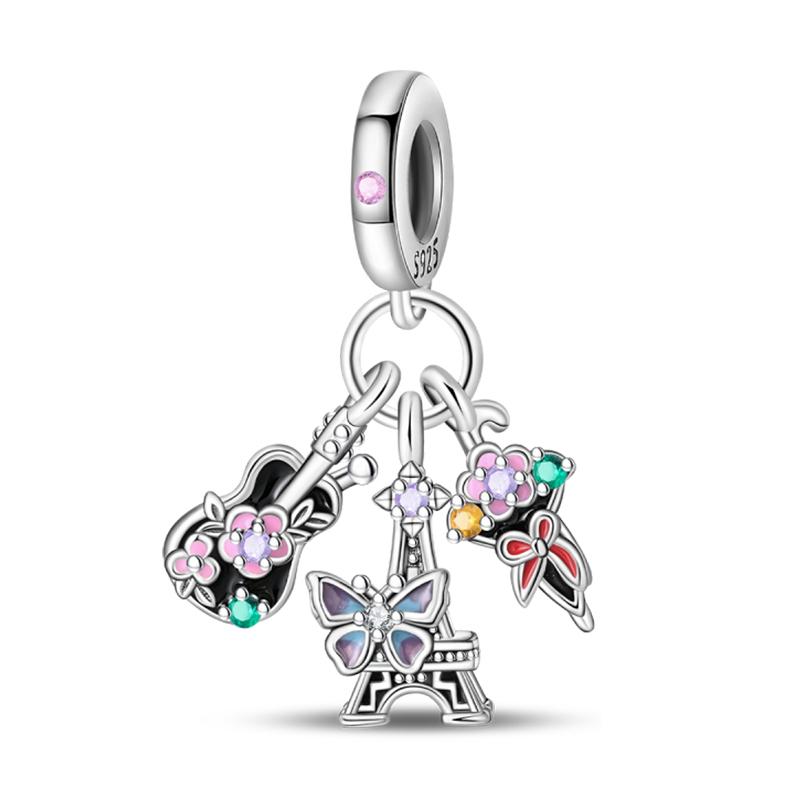 Copper Metal Bear Rabbit Koala Rainbow Horse Flamingo Princess Charm Bead Components Bead Components Compatible With Pan Authentic Original Bracelets