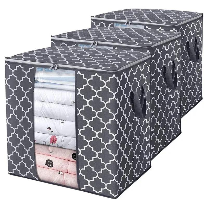NEW Foldable Storage Box Portable Clothes Organizer Tidy Pouch Suitcase Non-woven Home Storage Box Quilt Storage Container Bag Box