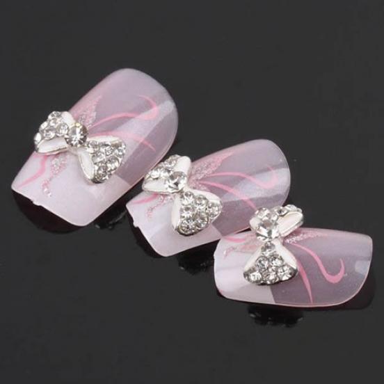 10 st Nail Art Tips klistermärken Dekor Bowknot Legering Smycken Multicolor Glitter Strass