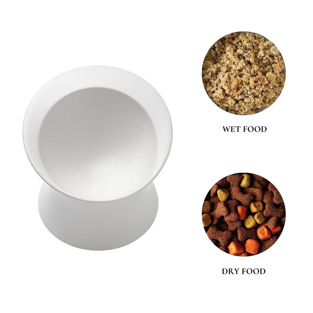 WHOLE FRESH MOGG Small Dog Food Bowl, Ceramic, Made In Japan, with Legs, Stable, Microwave and Dishwasher Safe, Stylish Design (White)