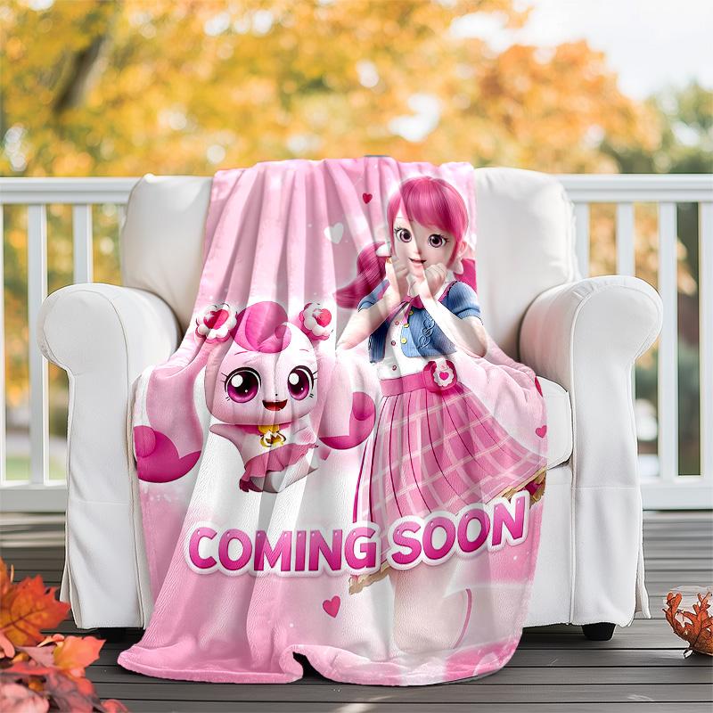 1pc Catch Teenieping Magic Sweethear6 Theme Blanket - Digital Print, Polyester, Cozy for All Seasons, Perfect for Outdoor, and Travel