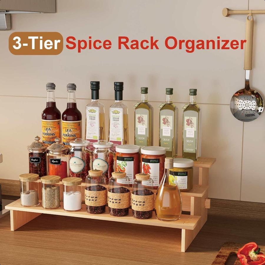 

3-ярусный органайзер для специй для шкафа, органайзер для приправ и хранения в кладовой 1 3 яруса United States