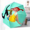 1 szt. Wysokiej jakości Parasol Tematyczny Pippi Pończoszanka, Parasol z Automatycznym Otwieraniem i Zamykaniem, Parasol Wielofunkcyjny G0811026