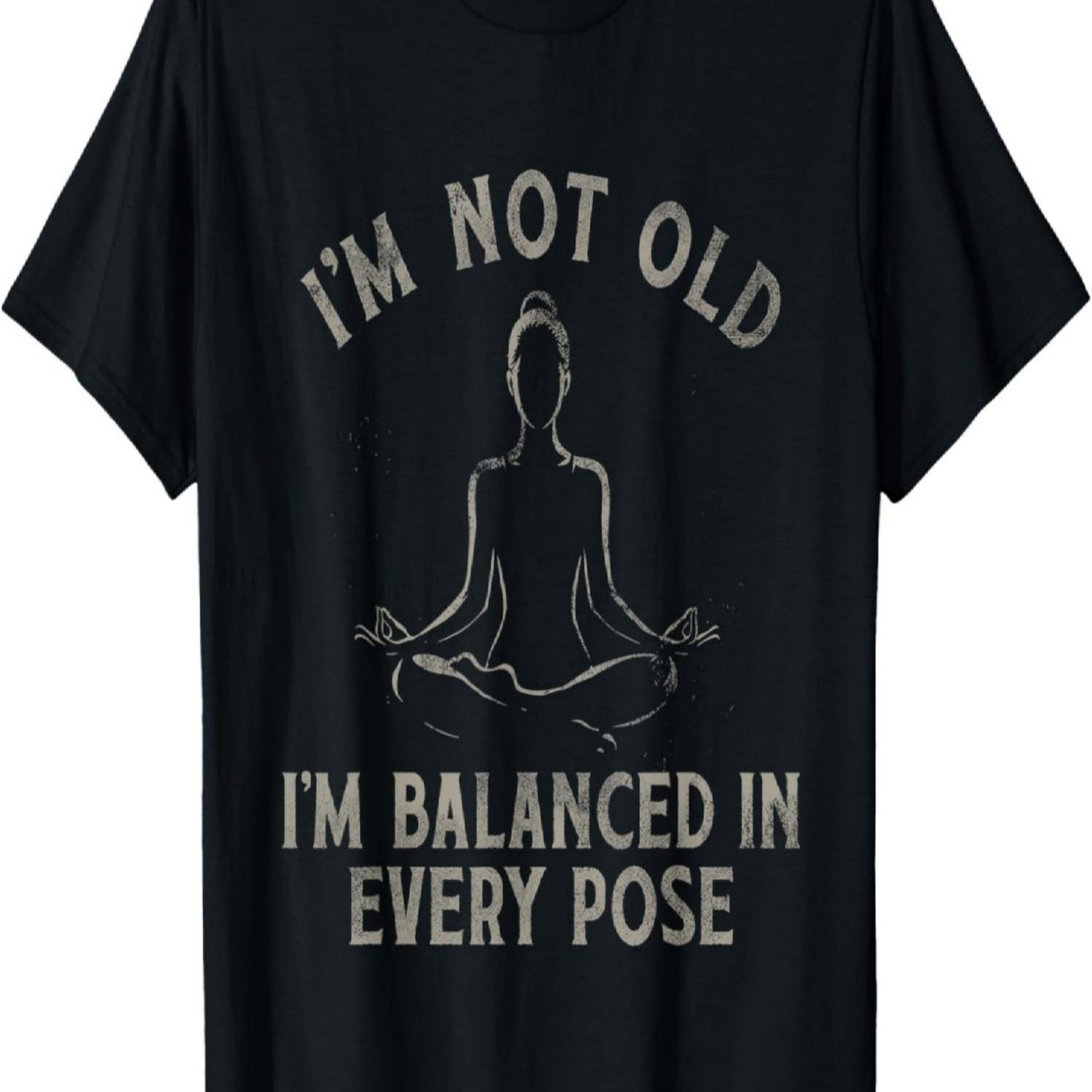 Смешная футболка для йоги  Я не старый, я сбалансирован в каждой позе S чёрный