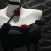 Dunkler Stil Sexy Mesh Rose Neckholder Bodycon Kleid für Frauen - Reif, Vielseitig, High-End Design