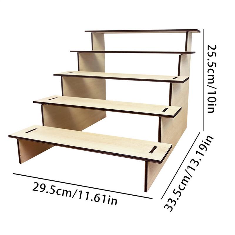 5-stufiger Tischaufsteller aus Holz Cupcake Make-up Mini-Figuren Organizer Präsentationsständer Stufenförmiges Design platzsparend Organizer