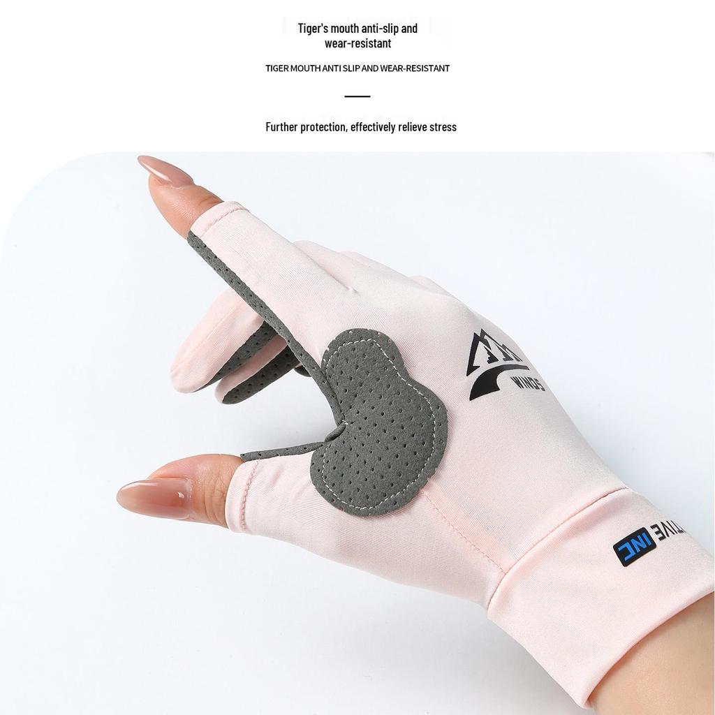 Ice Silk Fingerless Sun Protection Gloves for Men & Women - Non-Slip, Ideal for Hiking, Cycling, Driving, Food Delivery, Mountaineering