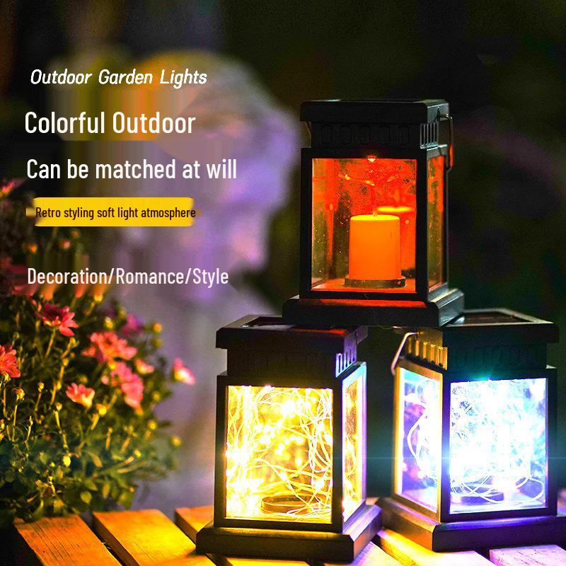 Solar LED Star Hanging Lantern: Copper Wire, Flickering Candle Effect, Waterproof Outdoor Light
