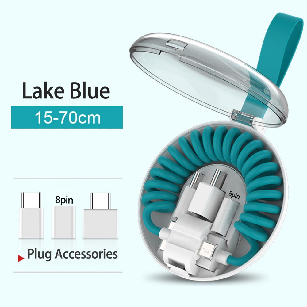 Convenient Charging Wire Anti-winding Data Cable Stretchy Data Transfer 3 In 1 Mobile Phone Charging USB Spring Wire